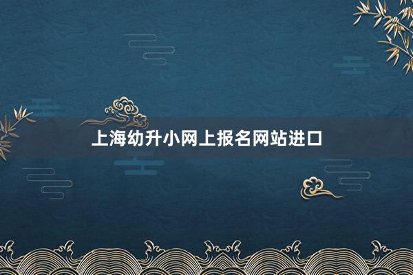 上海幼升小网上报名网站进口