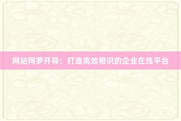 网站网罗开导：打造高效相识的企业在线平台