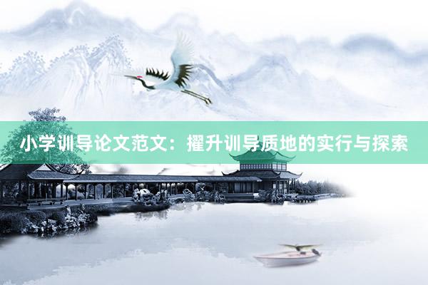 小学训导论文范文：擢升训导质地的实行与探索